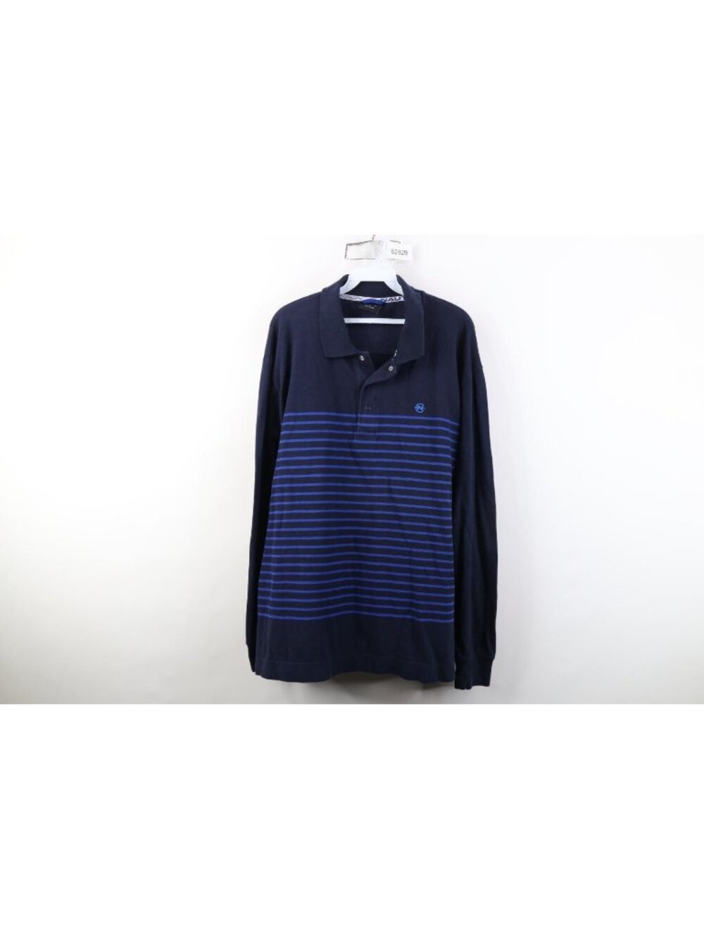Vtg 90s Nautica Competition Mens Large Striped Thermal Waffle Knit Rugby Polo